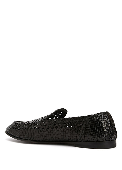 Siyah Örgü Dokulu Erkek Deri Loafer - Görsel 4