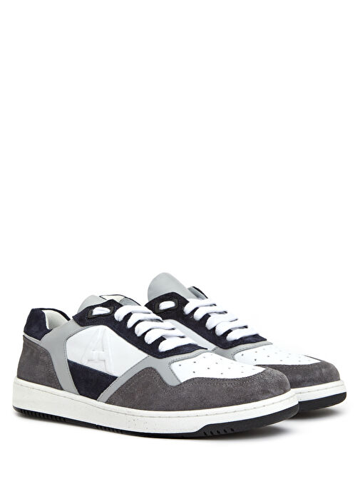 Vizon Gri Logolu Kadın Deri Sneaker - Görsel 3