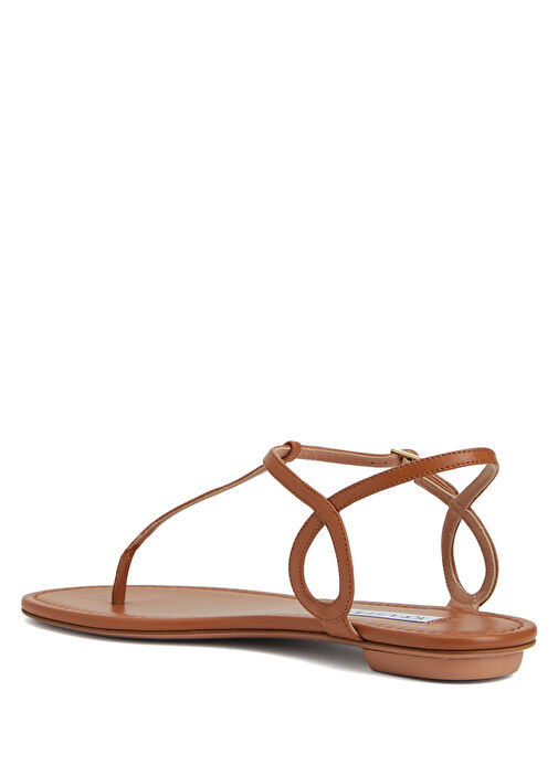 Kahverengi Kadın Deri Sandalet - Görsel 4