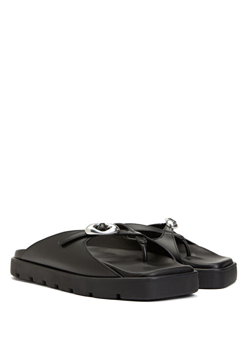 Siyah Kadın Deri Sandalet - Görsel 3