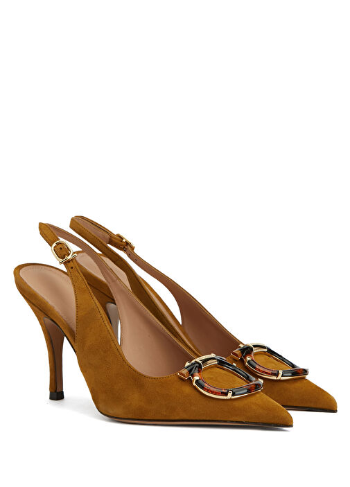 Haki Deri Topuklu Ayakkabı - Görsel 3