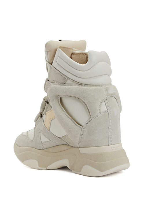 Beyaz Gizli Topuklu Kadın Deri Sneaker - Görsel 4