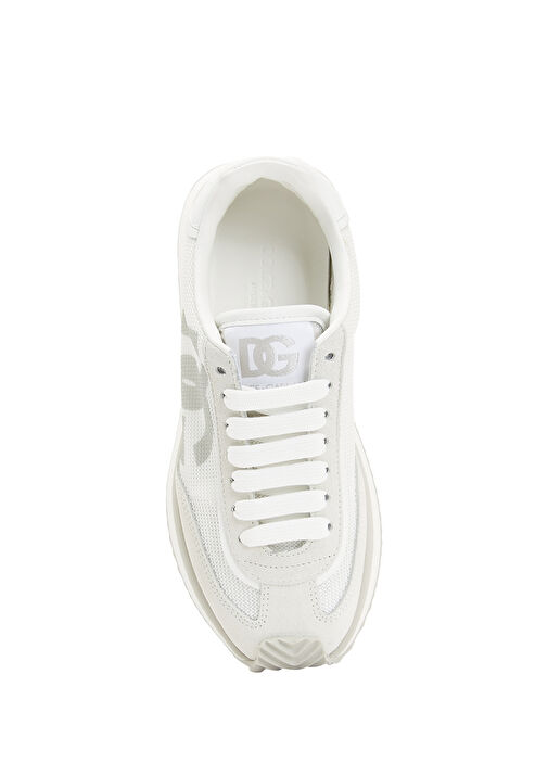 Beyaz Logo Detaylı Kadın Deri Sneaker - Görsel 5