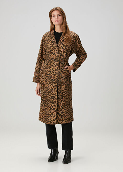 Mentle Leopar Desenli Palto