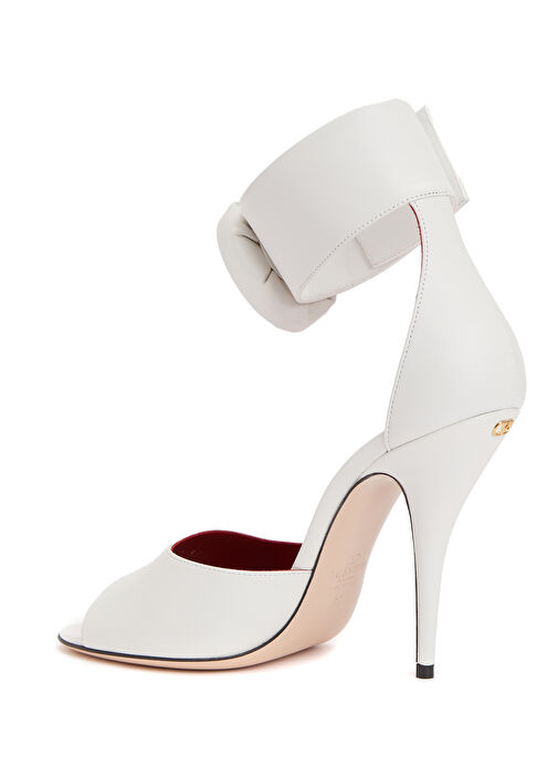 Beyaz Deri Topuklu Ayakkabı - Görsel 4