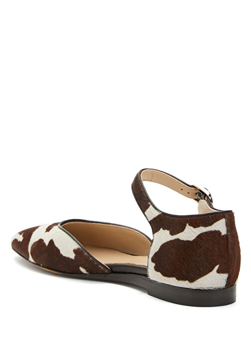 Kahverengi Beyaz Kadın Deri Sandalet - Görsel 4