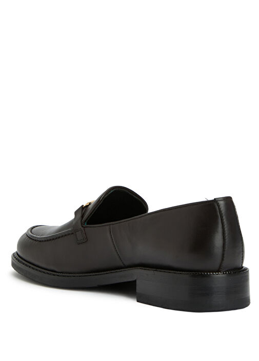 Kahverengi Tokalı Kadın Deri Loafer - Görsel 4