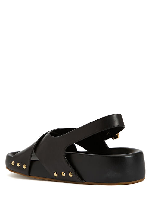 Siyah Kadın Deri Sandalet - Görsel 4