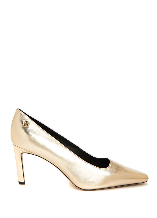 Gold Deri Topuklu Ayakkabı - Görsel 2