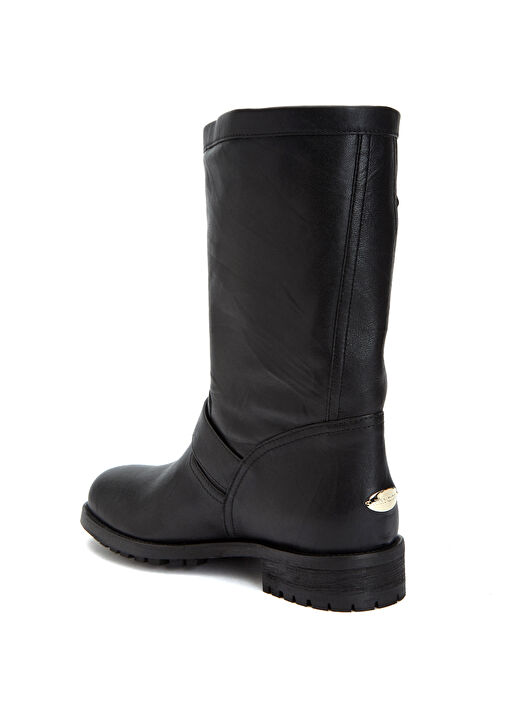 Biker Siyah Kadın Deri Bot - Görsel 4