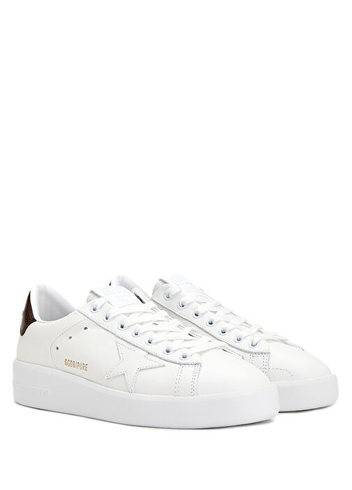 Pure Star Beyaz Bordo Kadın Deri Sneaker - Görsel 3