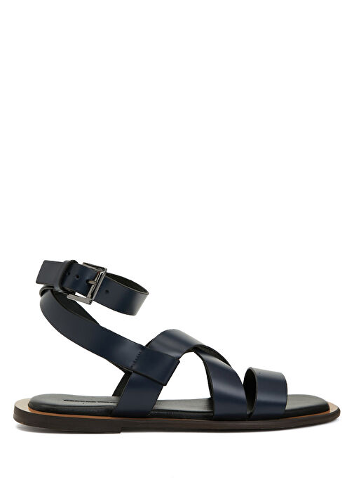 Lacivert Kadın Deri Sandalet - Görsel 2