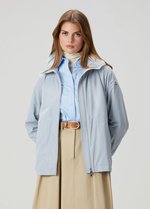 Enette Mavi Kapüşonlu Kısa Parka