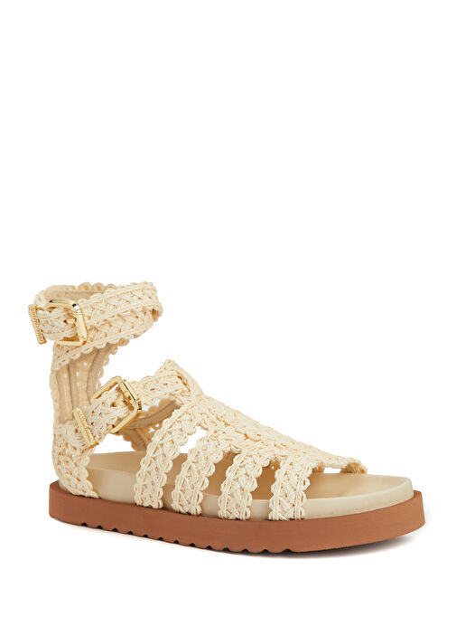 Goldie Gladiator Bej Kadın Deri Sandalet - Görsel 3