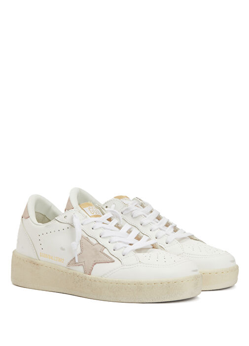 Ball Star Beyaz Pembe Kadın Deri Sneaker - Görsel 3