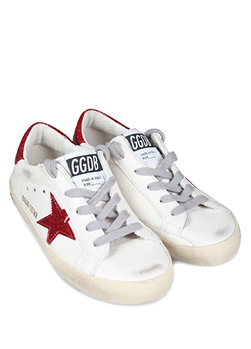 Sstar Beyaz Kırmızı Çocuk Deri Sneaker - Görsel 3