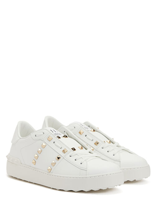 Rockstud Untitled Beyaz Kadın Deri Sneaker - Görsel 3