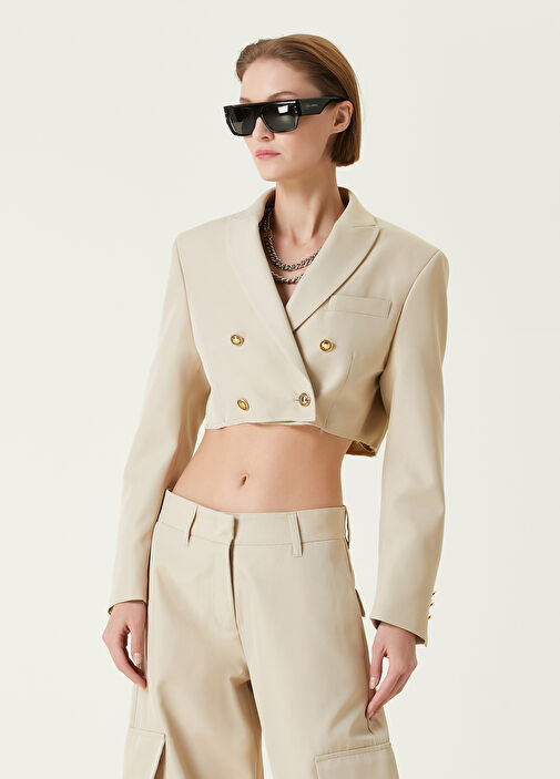 ジャケット Palm Angels FW23 Cropped blazer (PWEN032E23FAB0011076 1076) Palm Angels Cropped blazer - Black - Women