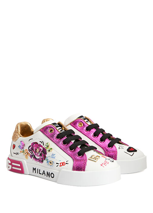 Dauphine Çok Renkli Kız Çocuk Deri Sneaker - Görsel 3