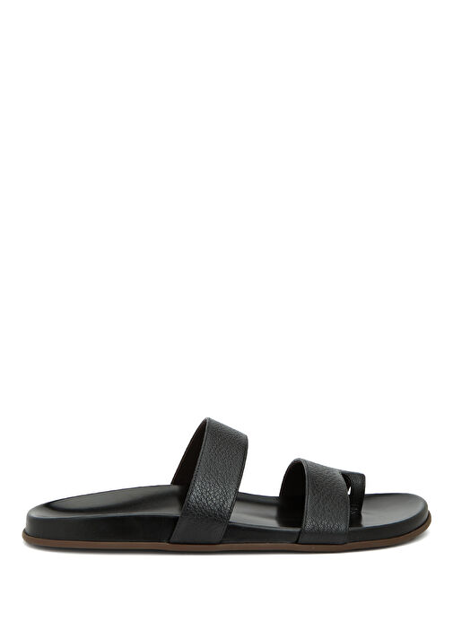 Hugh Siyah Kadın Deri Terlik - Görsel 2