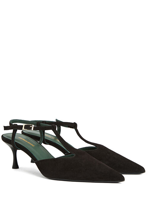 Siyah Deri Topuklu Ayakkabı - Görsel 3