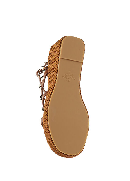 Rockstud Torchon Kahverengi Kadın Deri Espadril - Görsel 6