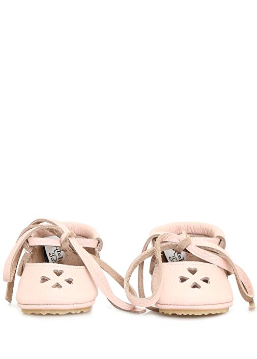 Pudra Püsküllü El Yapımı Kız Bebek Deri Ayakkabı - Görsel 4
