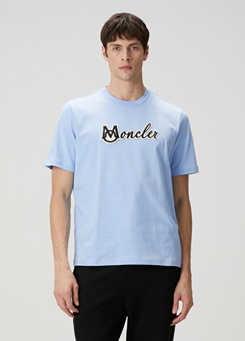 Moncler - Açık Mavi Logo Patchli T-shirt - Açık Mavi