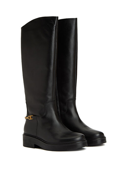 Horsebit Riding Siyah Kadın Deri Çizme - Görsel 3
