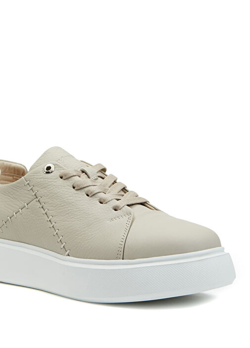Bej Kadın Deri Sneaker - Görsel 7