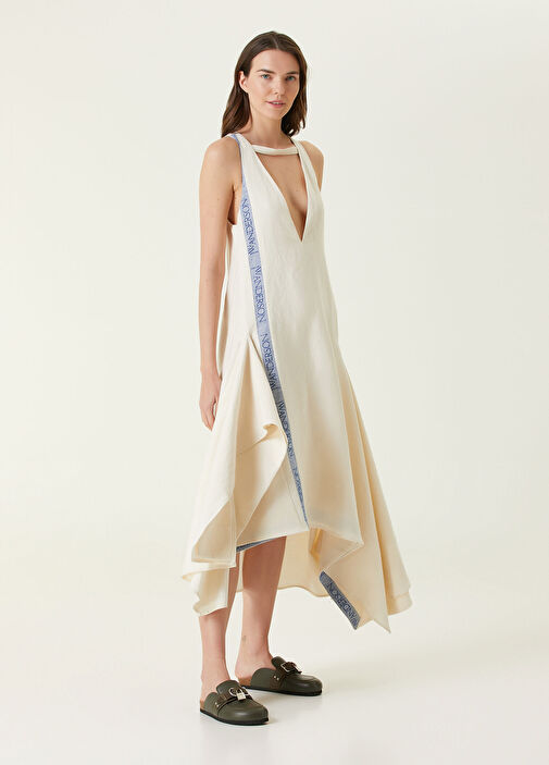 princess polly baby blue dress JW Anderson One Shoulder Asymmetric Lace Slip Dress - Pale Yellow main image 0
