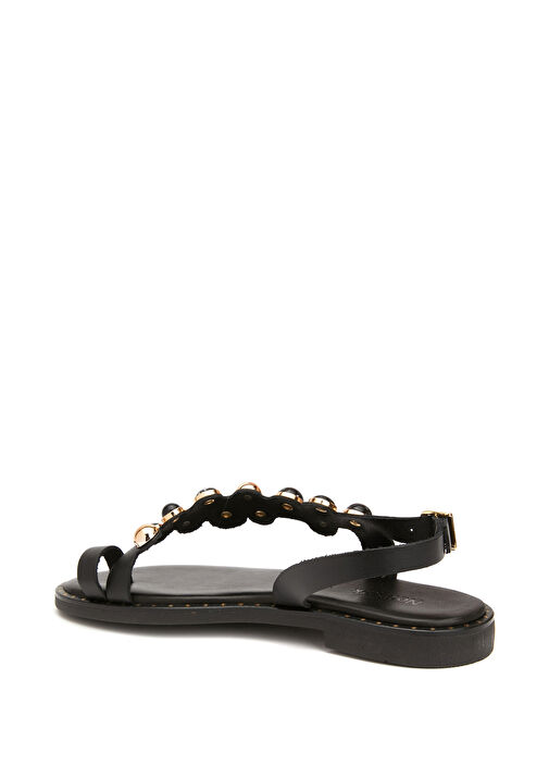 Siyah Kadın Deri Sandalet - Görsel 4