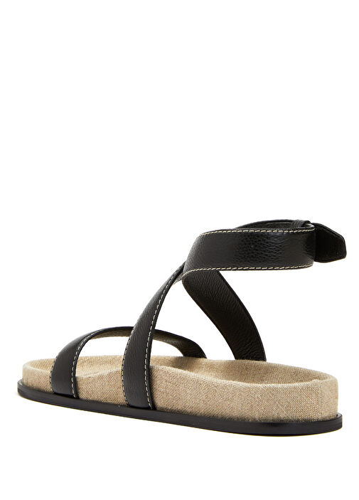 Siyah Kadın Deri Sandalet - Görsel 4