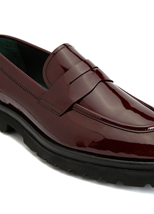 Bordo Kadın Deri Loafer - Görsel 7
