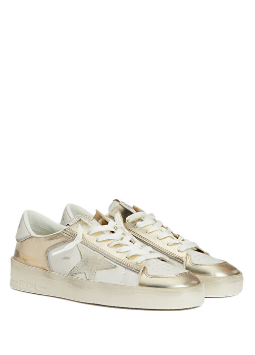 Beyaz Gold Kadın Deri Sneaker - Görsel 3