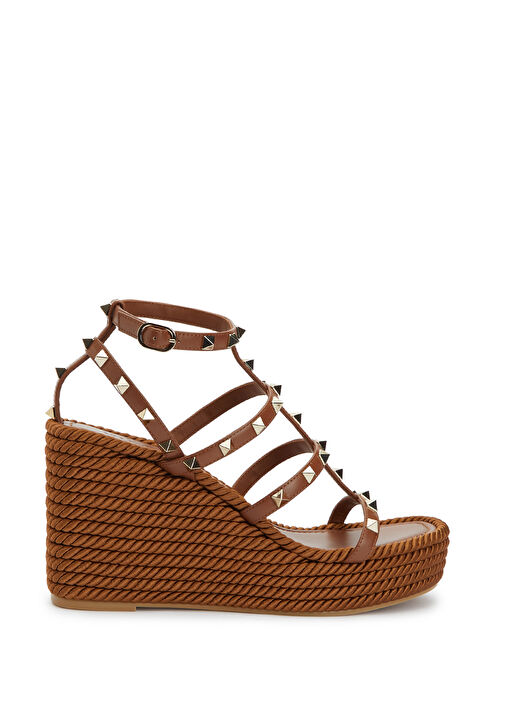 Rockstud Torchon Kahverengi Kadın Deri Espadril - Görsel 2