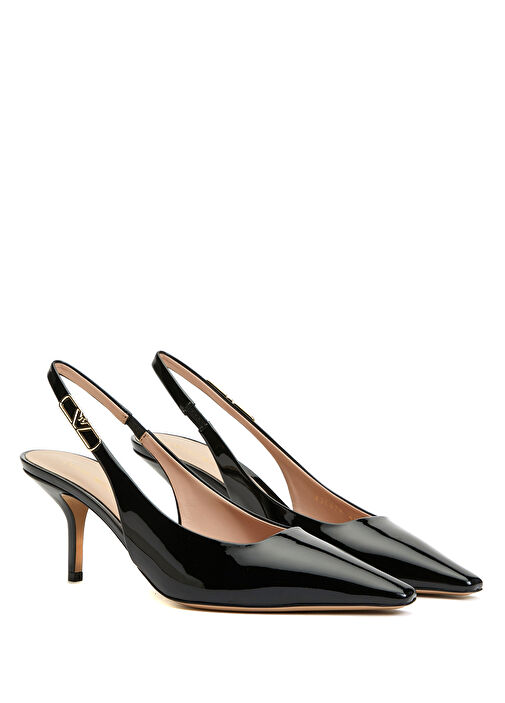 Siyah Deri Topuklu Ayakkabı - Görsel 3