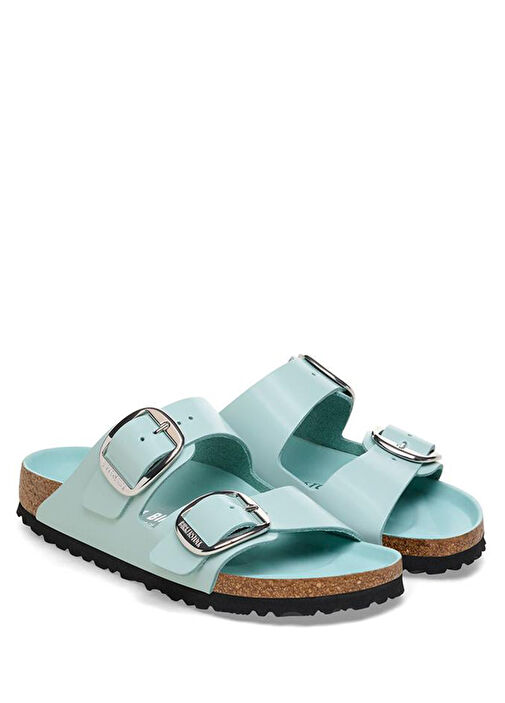 Arizona Big Buckle Su Yeşili Kadın Deri Terlik - Görsel 6