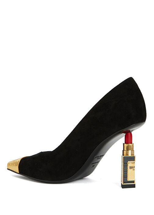 Lipstick Siyah Gold Deri Topuklu Ayakkabı - Görsel 4