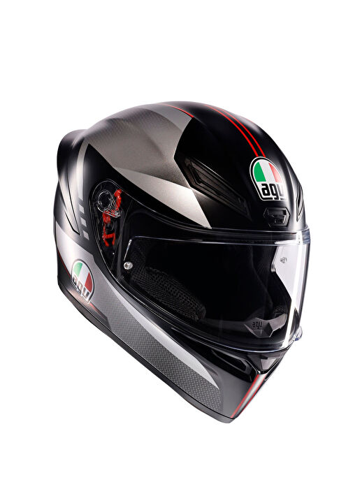 Agv - K1 S Lap Matt Black Grey Red Kapalı Motosiklet Kaskı - Çok