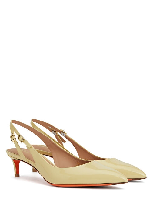 Sarı Deri Topuklu Ayakkabı - Görsel 3