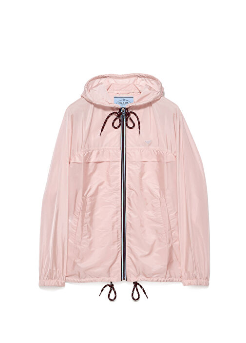 Pembe Re-Nylon Kapüşonlu Kadın Yağmurluk