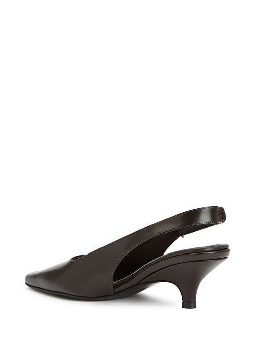 Utility Koyu Kahverengi Deri Topuklu Ayakkabı - Görsel 4