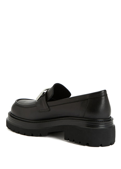 Siyah Kadın Deri Loafer - Görsel 4