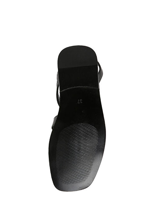 Siyah Kadın Deri Sandalet - Görsel 6