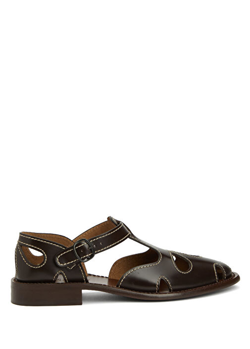 Floreta Koyu Kahverengi Kadın Deri Sandalet - Görsel 2
