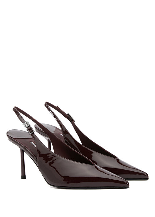 Bordo Deri Topuklu Ayakkabı - Görsel 3