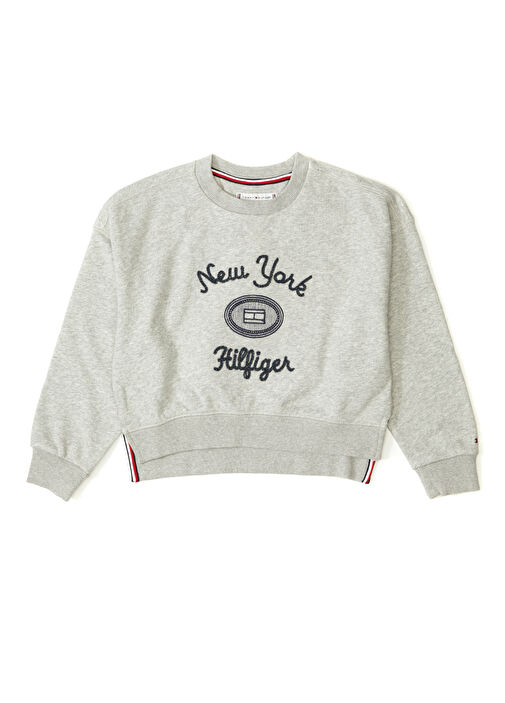 Tommy Hilfiger Grey Logo Embroidered Girls Sweatshirt