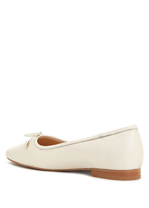 Kırık Beyaz Kadın Deri Babet - Görsel 4