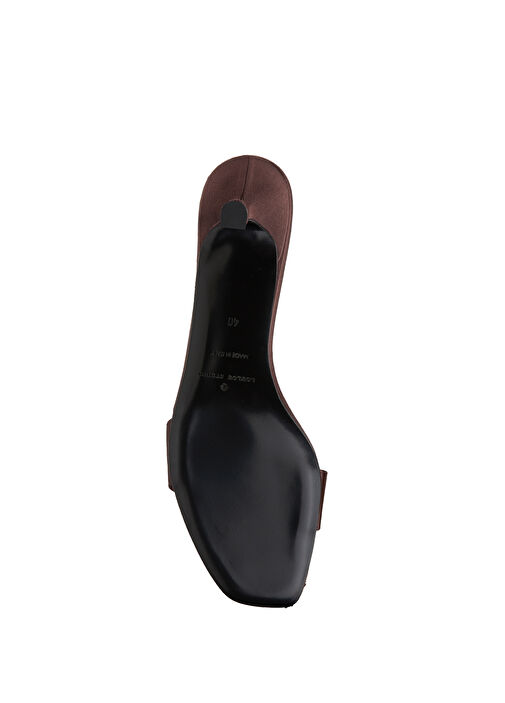 Elys Kahverengi Topuklu Saten Terlik - Görsel 6